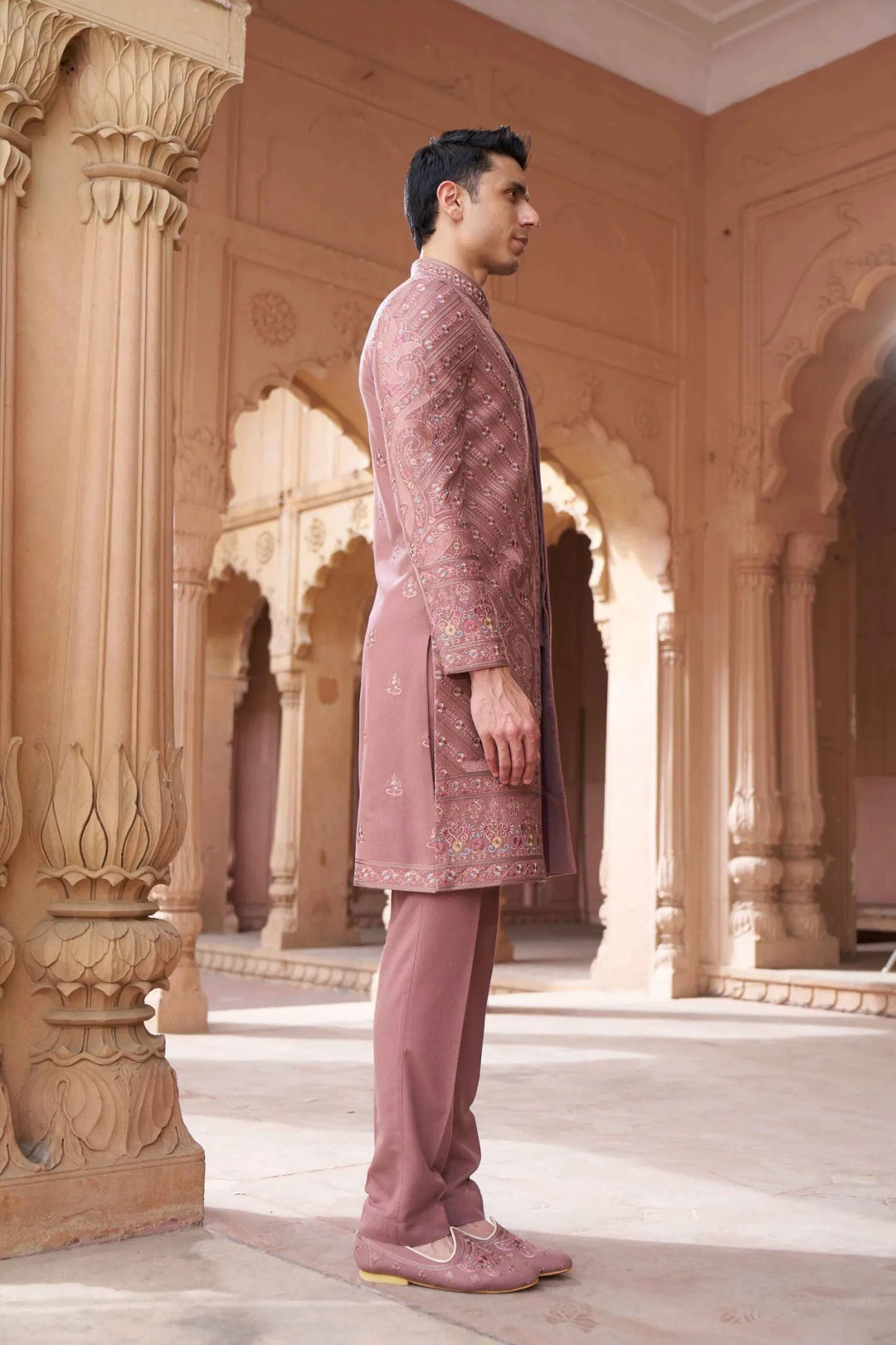 Dusty Rose Regal Embroidered Sherwani