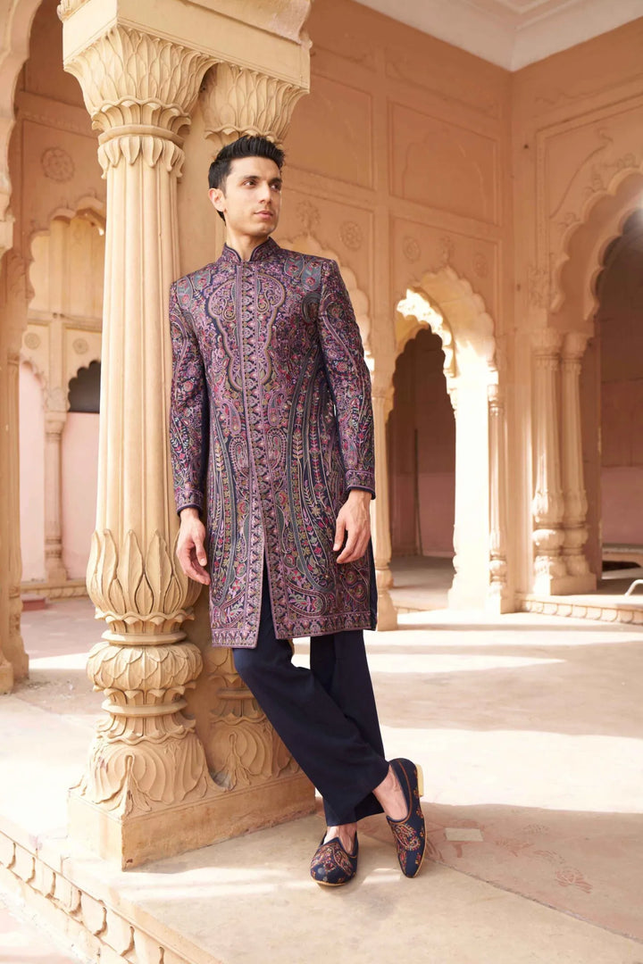 Royal Navy Paisley Embroidered Sherwani
