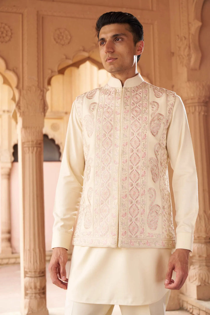 Ivory Royale Embroidered Waistcoat Kurta Set