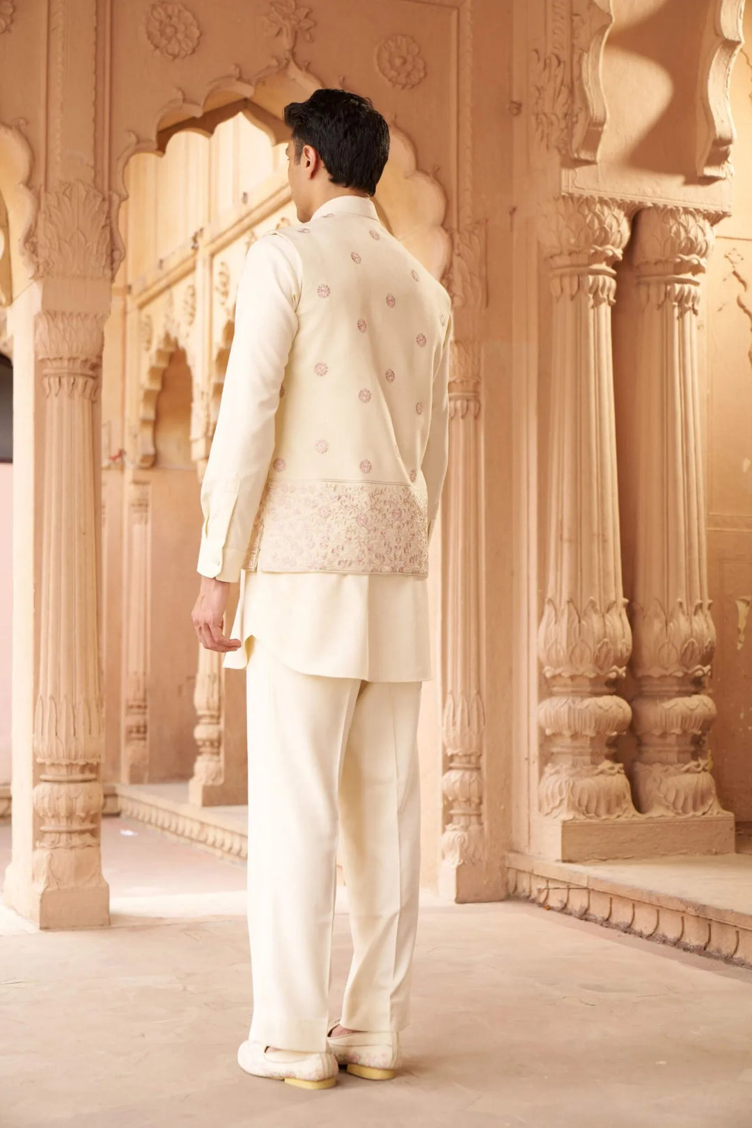 Ivory Royale Embroidered Waistcoat Kurta Set