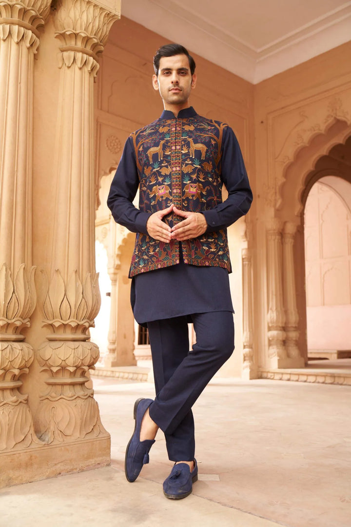 Royal Navy Heritage Embroidered Waistcoat Kurta Set