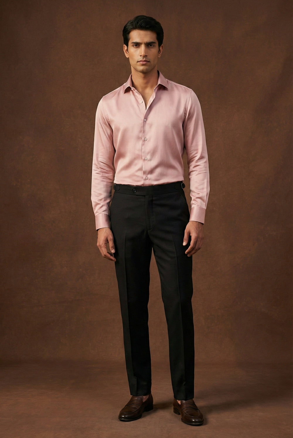 Abees Pink solid formal shirt - front view