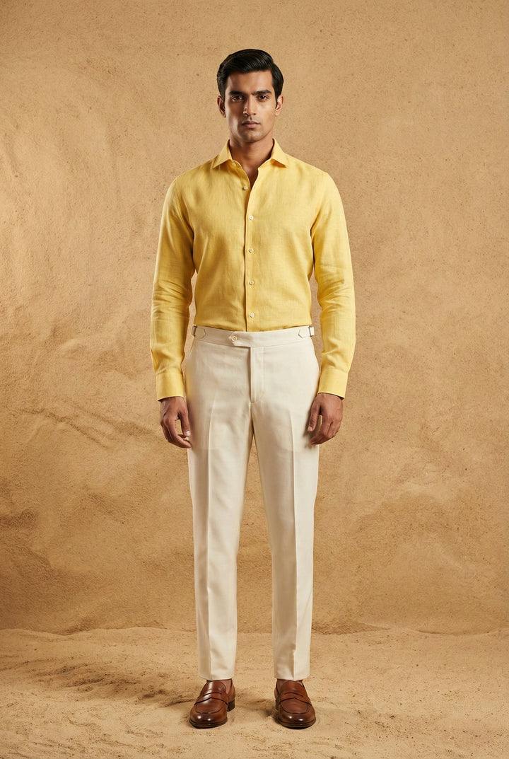 Sunlit Yellow Pure Linen Shirt for Men
