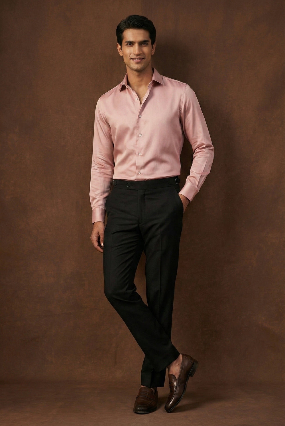 Abees Pink solid formal shirt - side view