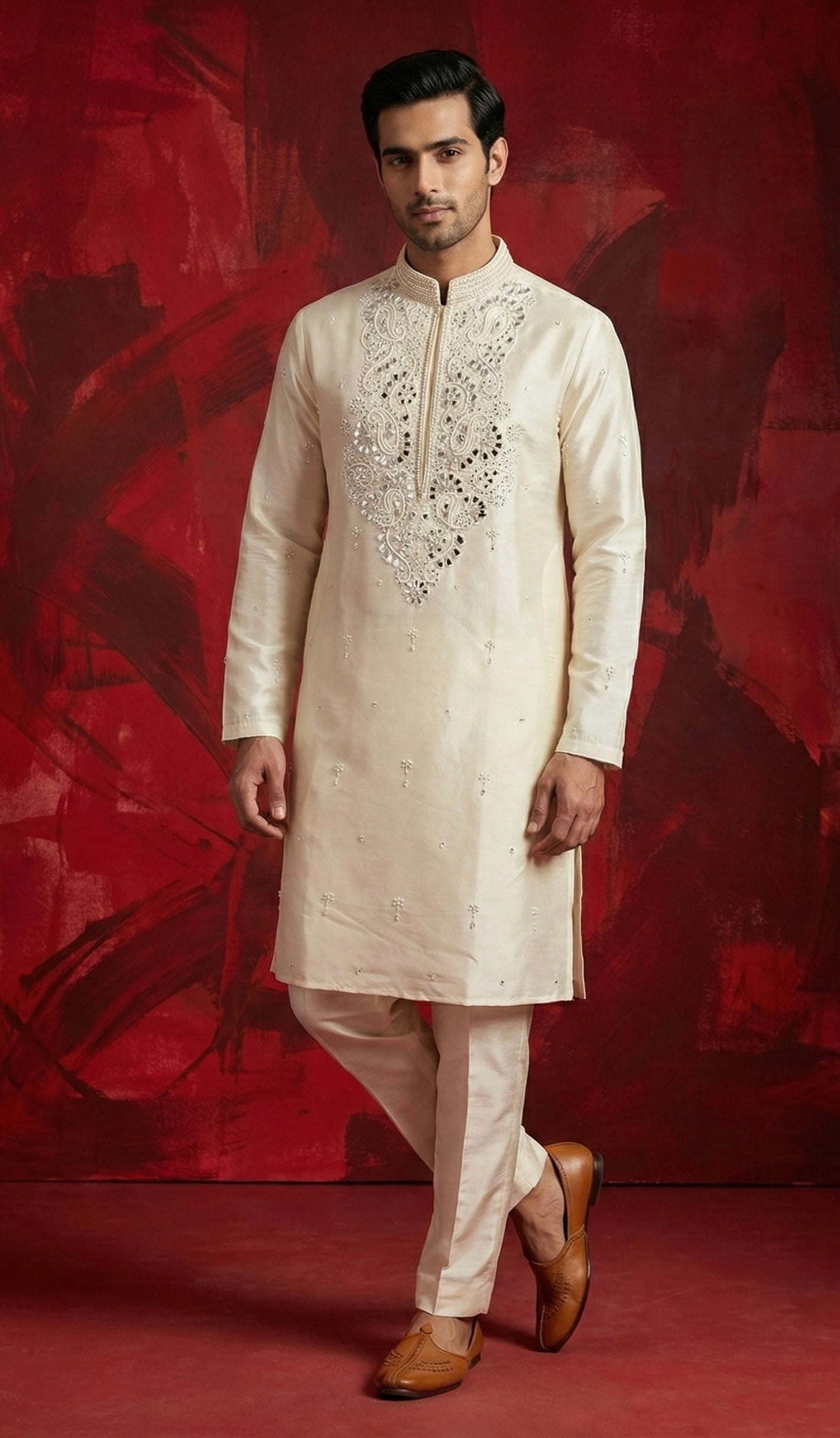 Ivory Noor Hand-Embroidered Kurta Set