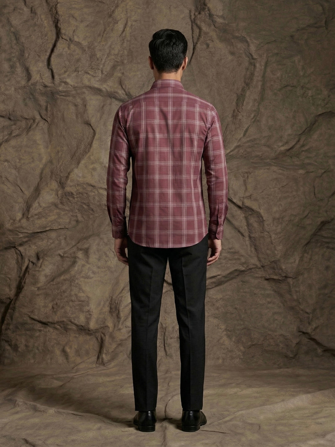 Maroon Windowpane Check Premium Shirt