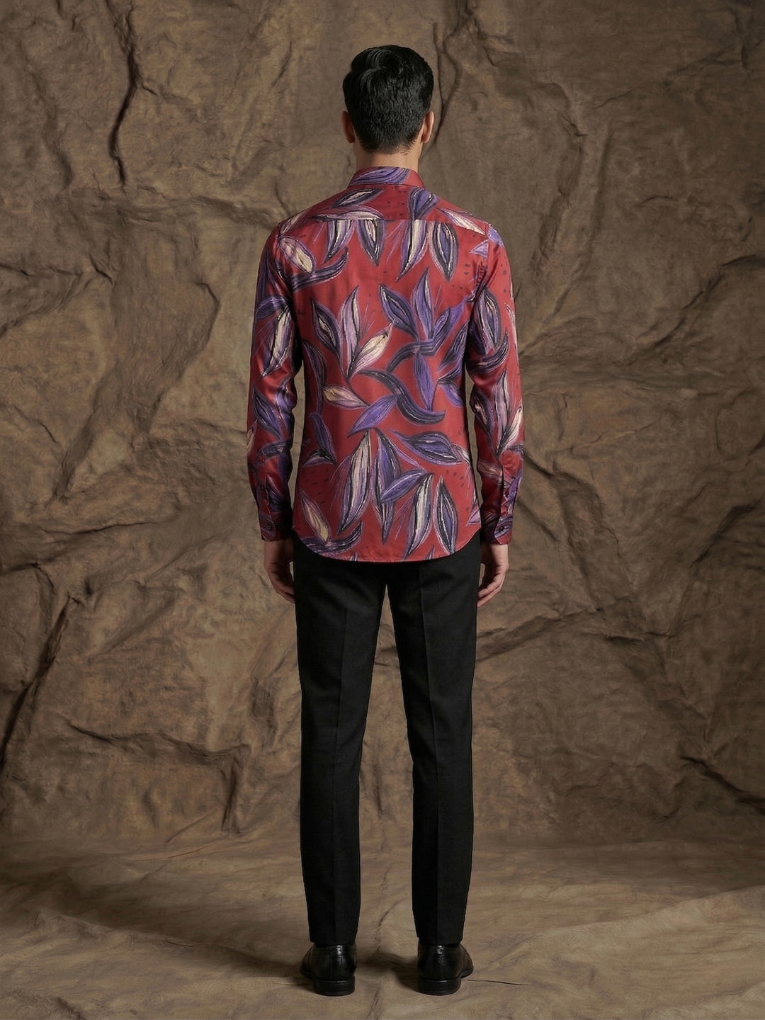 Red Tropical Leaf Print Premium Shirt