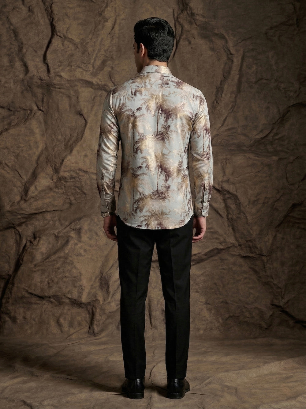 Beige Tropical Palm Print Premium Shirt