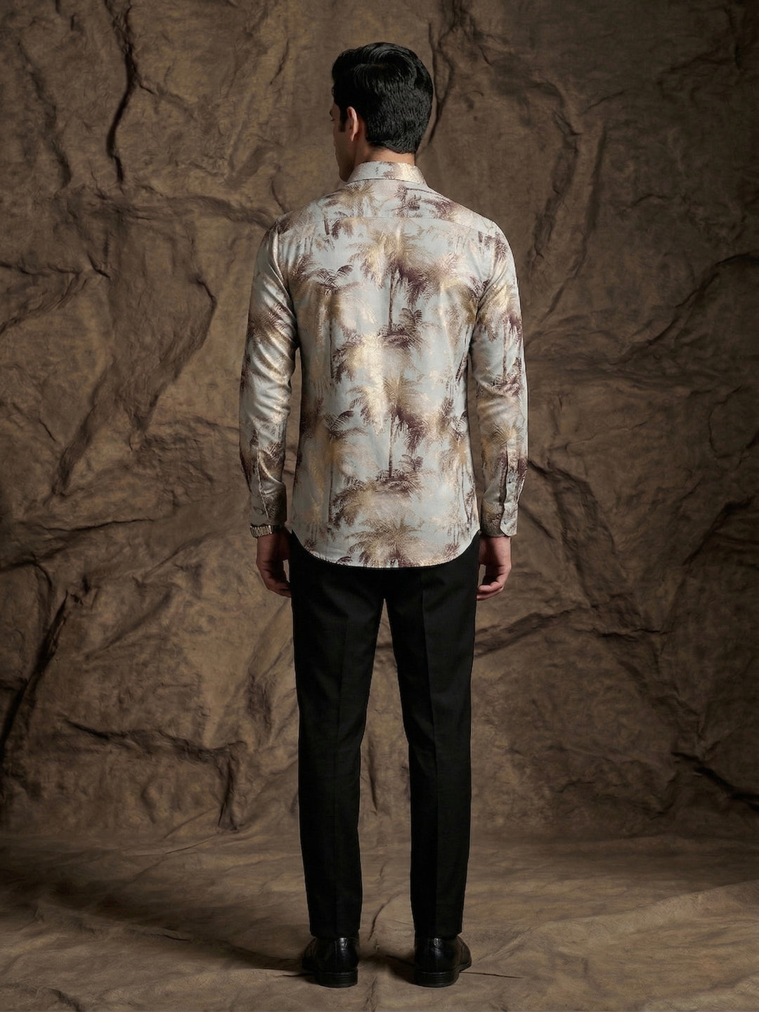 Beige Tropical Palm Print Premium Shirt
