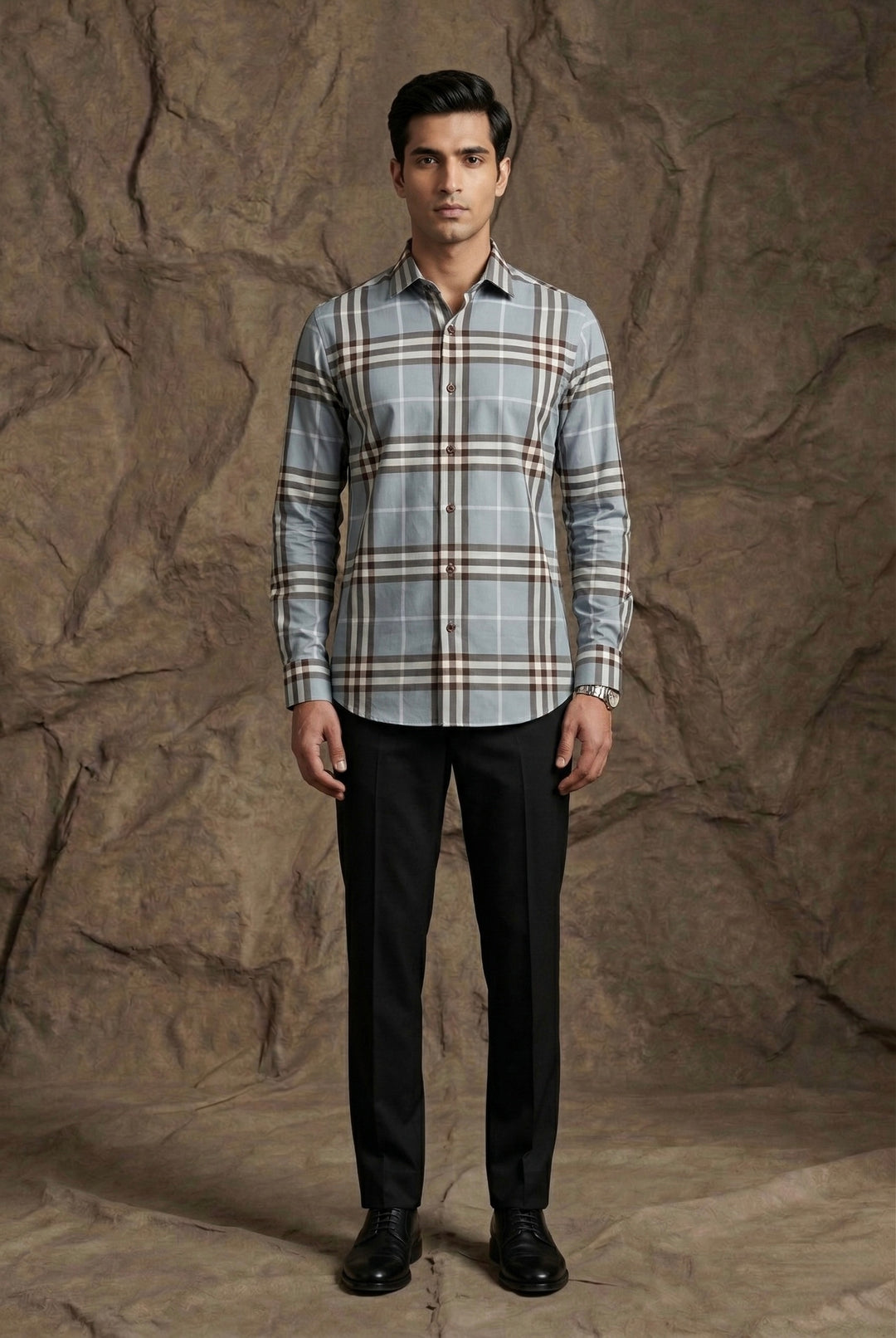 Sky Blue Premium Checked Shirt