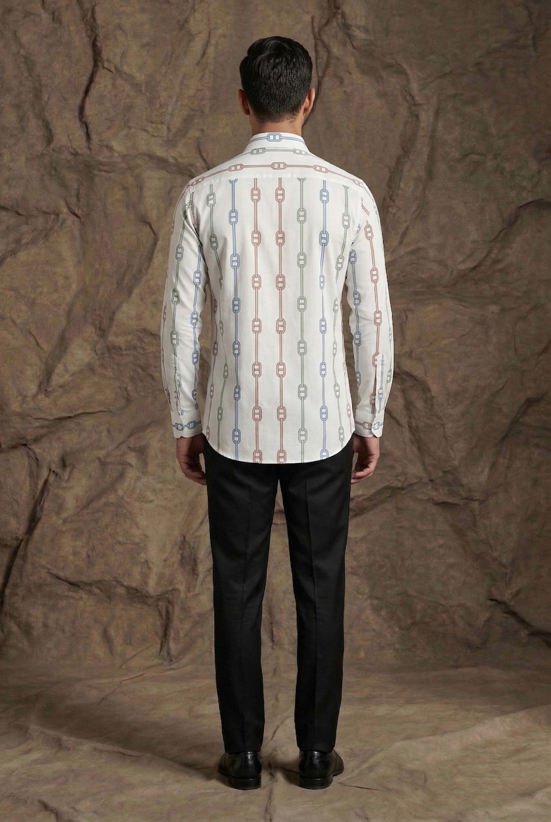 White Chain Print Designer Shirt