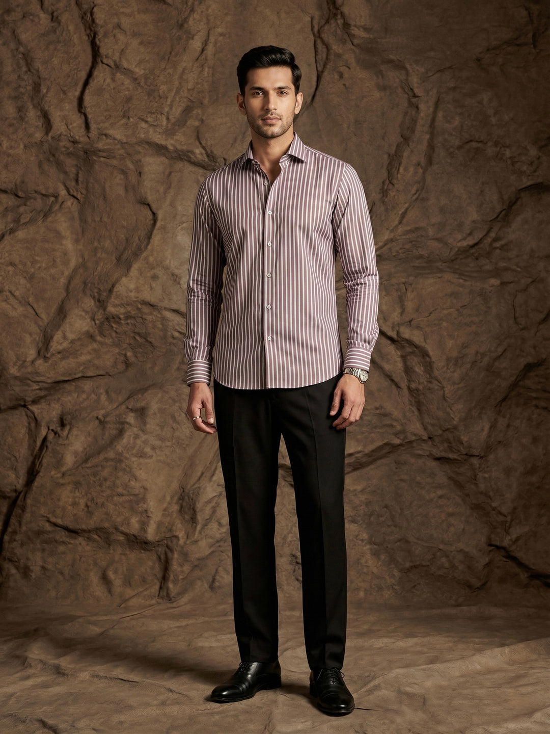 Pink Vertical Striped Premium Shirt