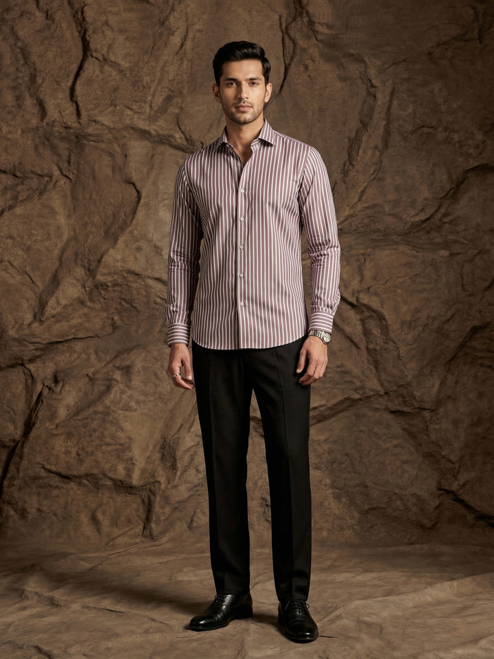 Pink Vertical Striped Premium Shirt