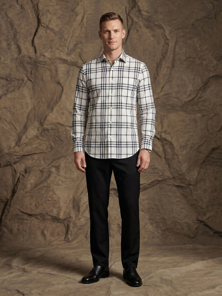 Classic White Checkered Premium Cotton Shirt