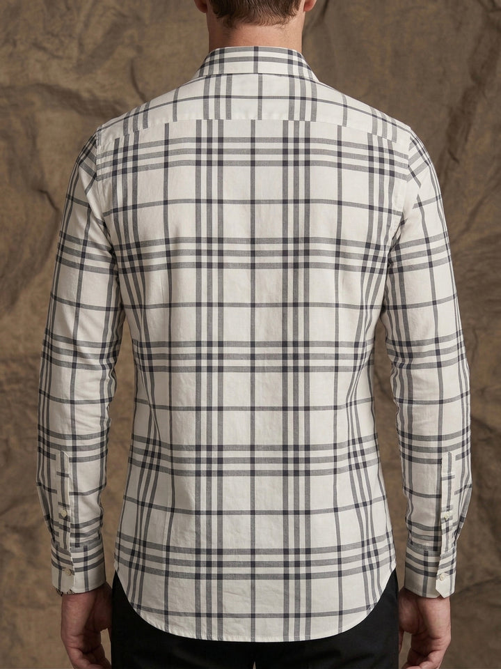 Classic White Checkered Premium Cotton Shirt