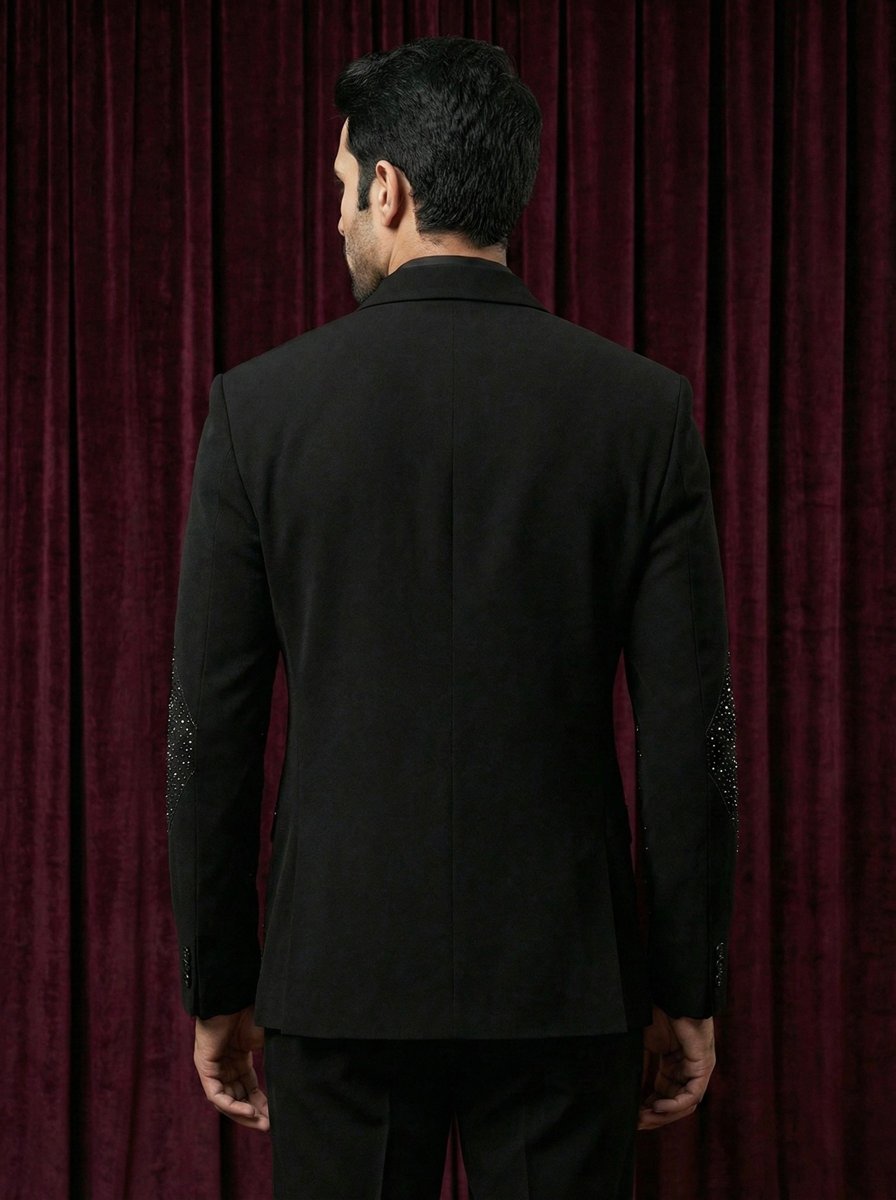 Black Embellished Evening Suit for Men – Luxury Party Wear