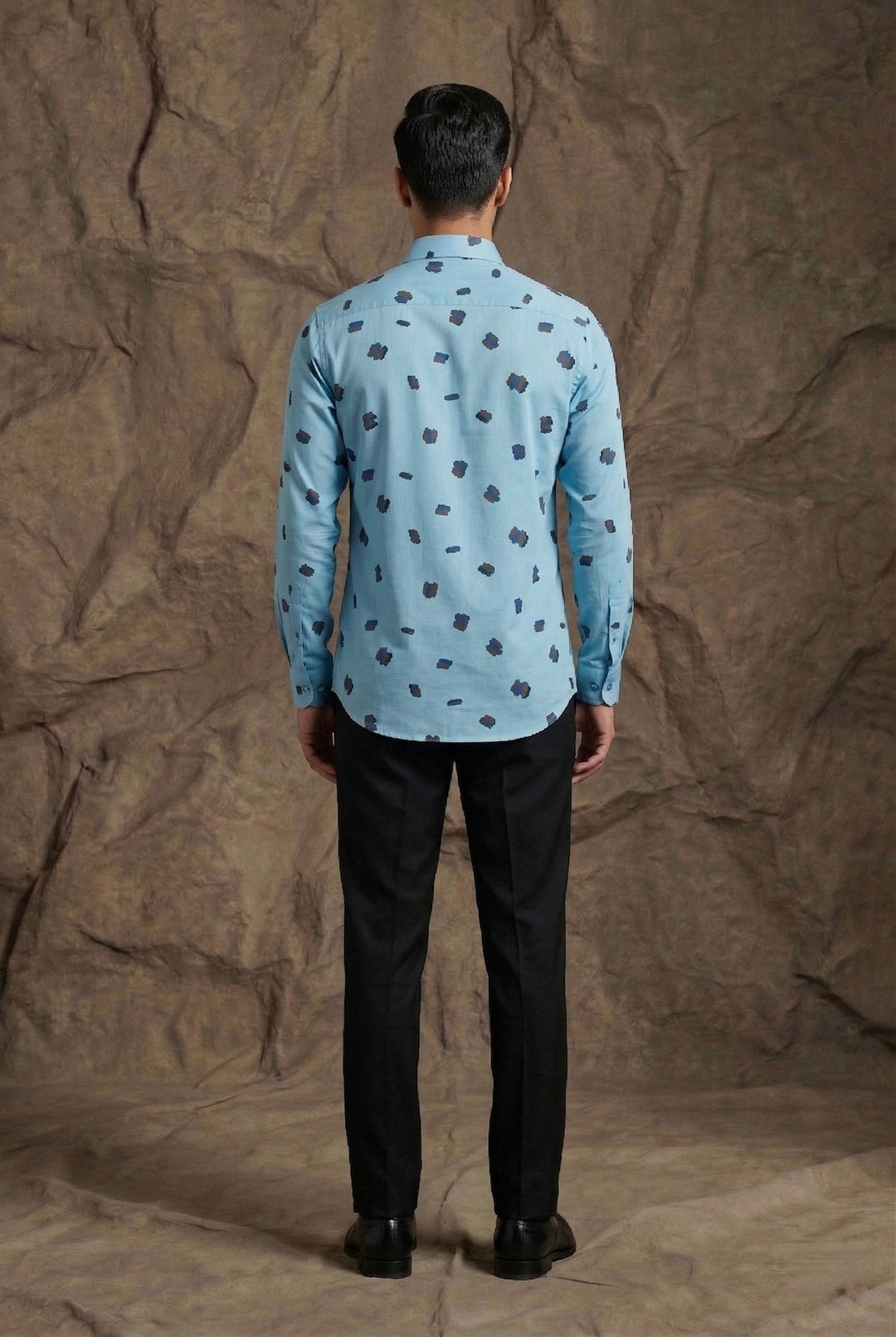 Sky Blue Abstract Print Designer Shirt