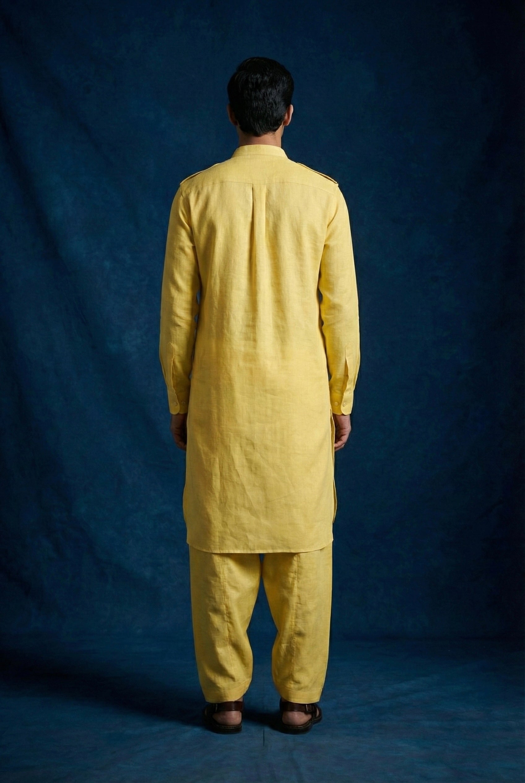 Sunlit Yellow 100% Pure Linen Kurta Set for Men