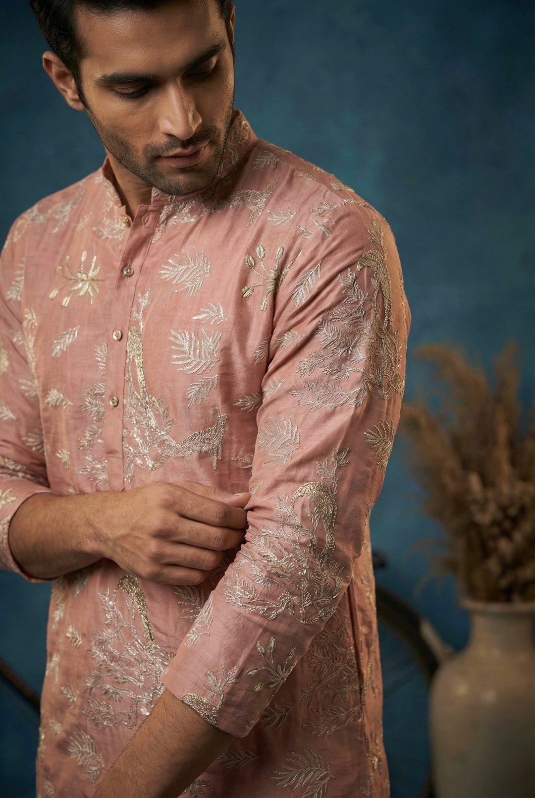 Abees Pink embroidered kurta set - back view