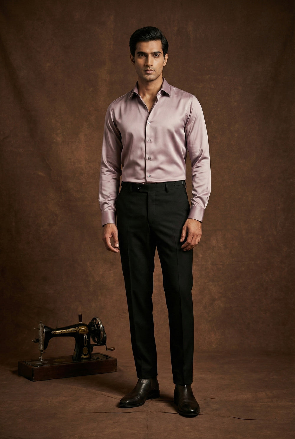 Abees Pink solid formal shirt - front view
