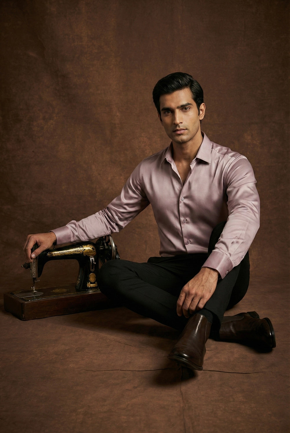 Abees Pink solid formal shirt - side view