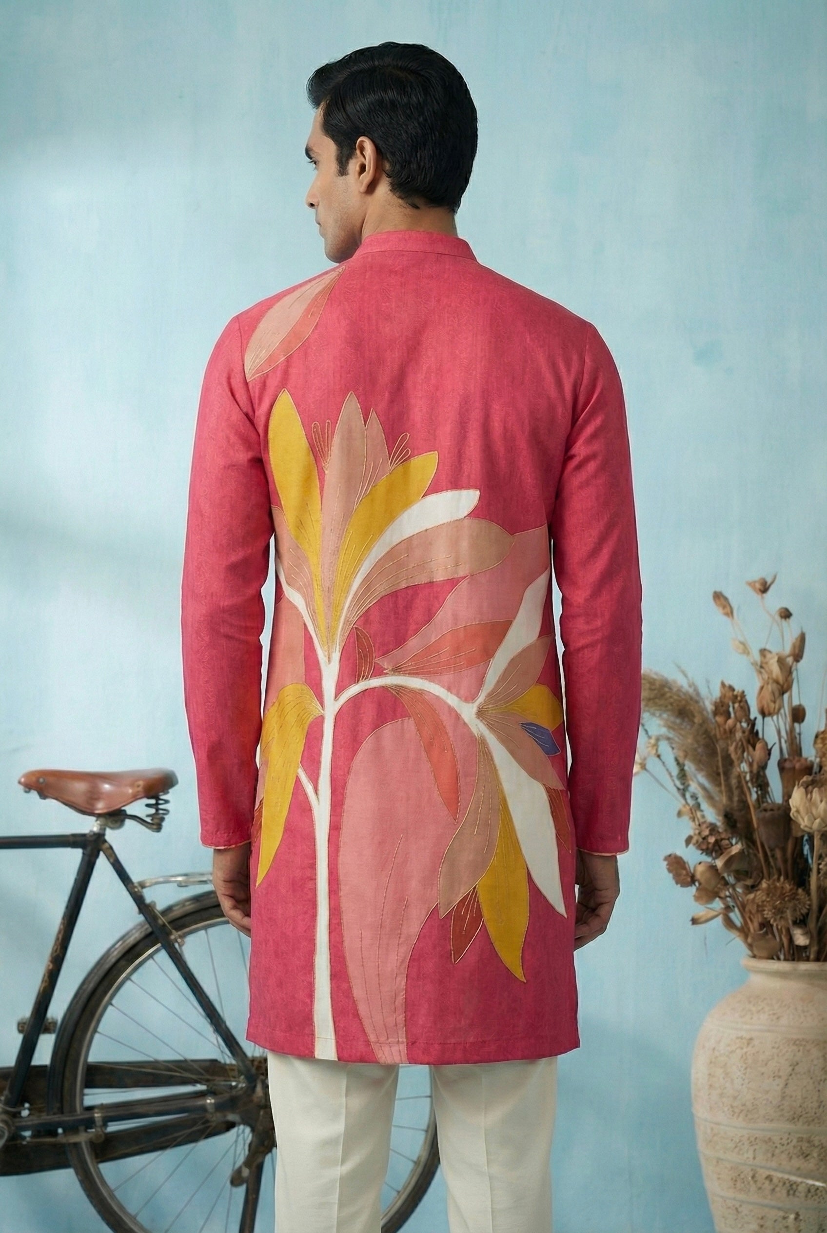 Coral Floral Printed Kurta for Men