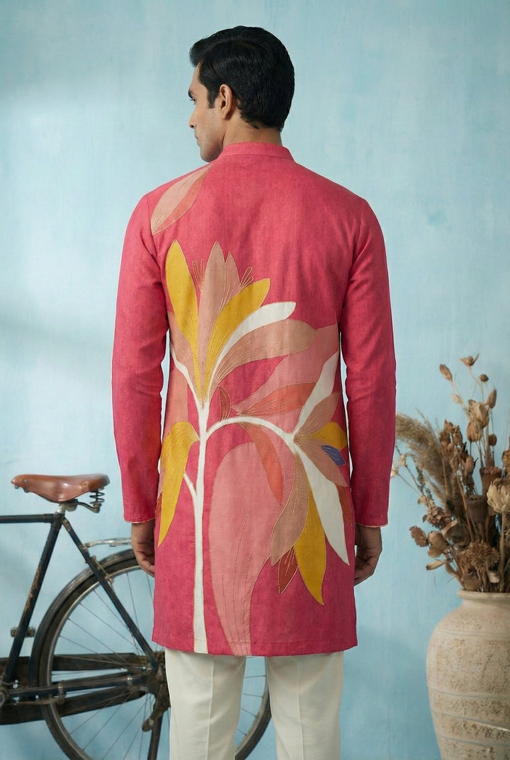 Abees Pink cotton printed kurta set - side view