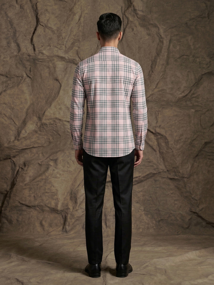 Light Pink Checkered Premium Cotton Shirt