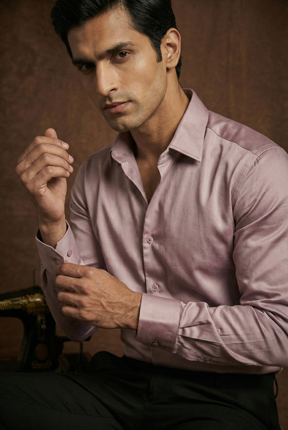 Abees Pink solid formal shirt - back view