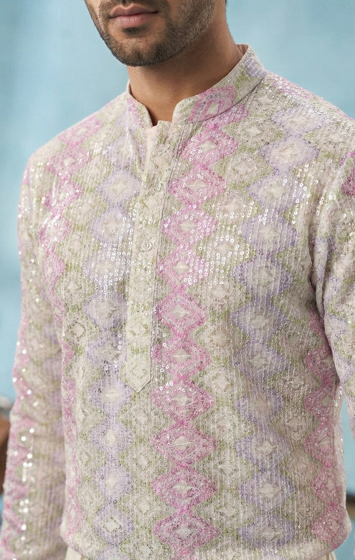 Abees Purple embroidered kurta set - back view