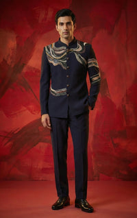 Abees Embroidered bandhgala set - front view