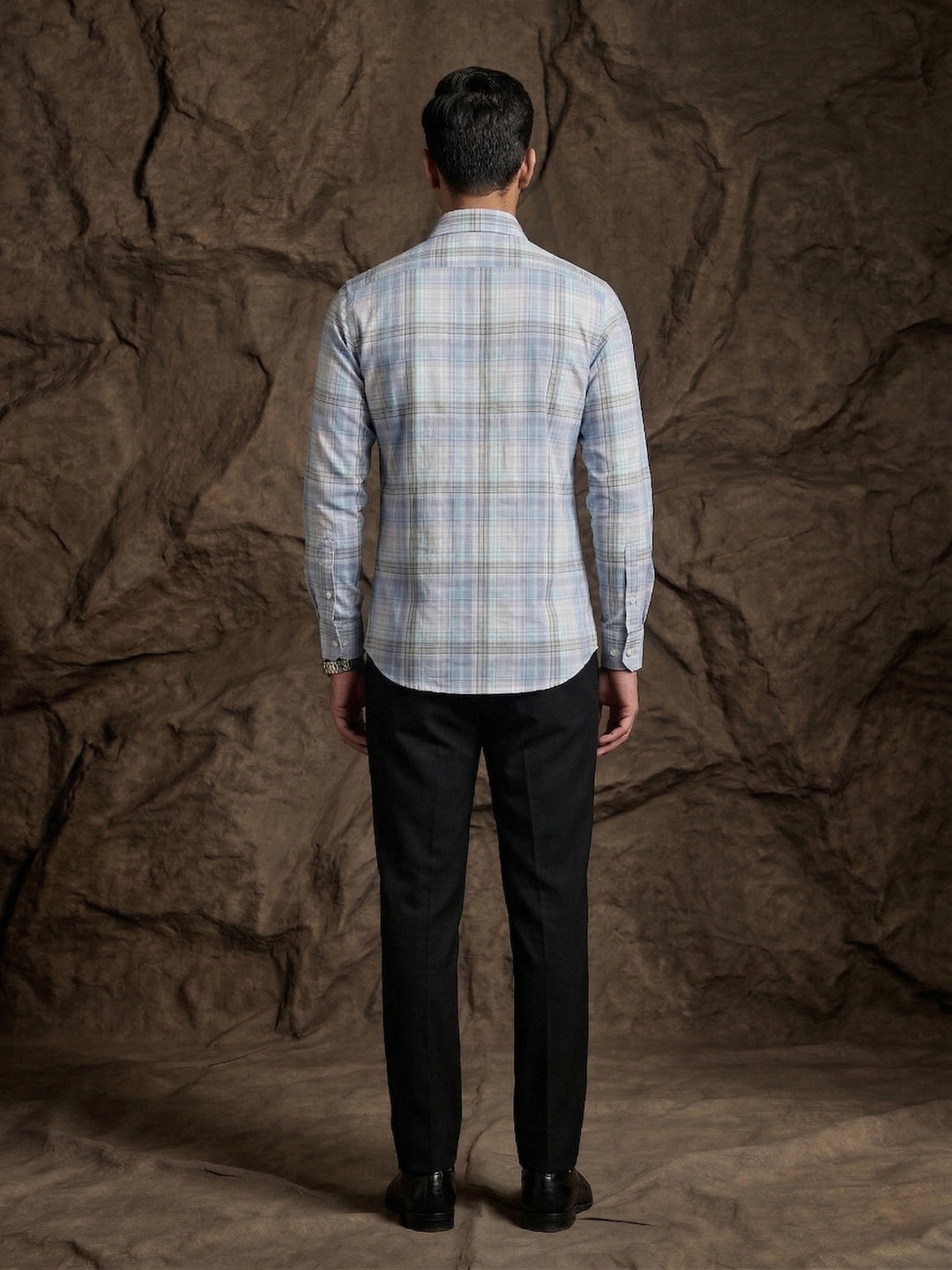 Light Blue Checkered Premium Cotton Shirt
