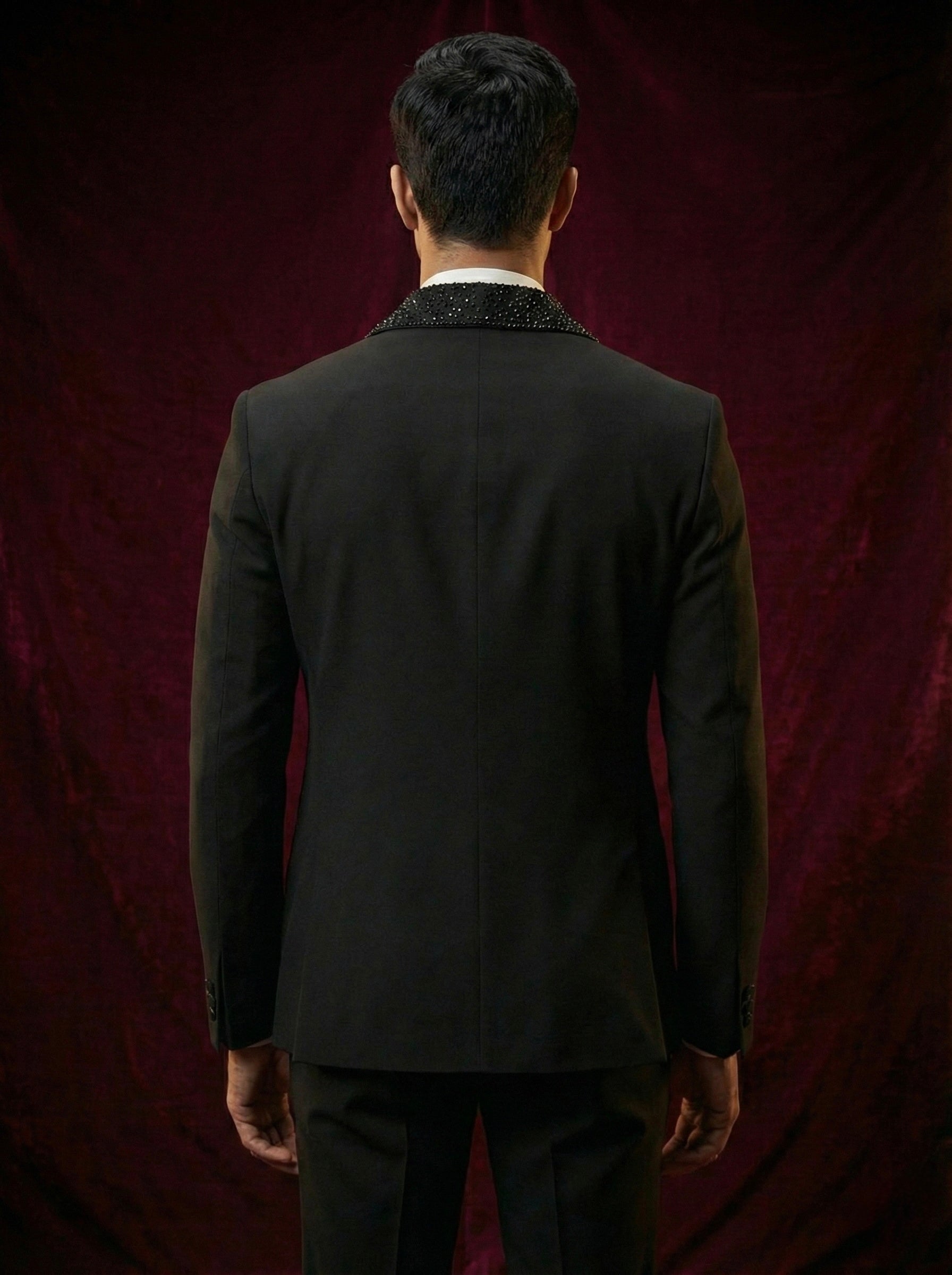 Black Double-Breasted Embellished Evening Suit