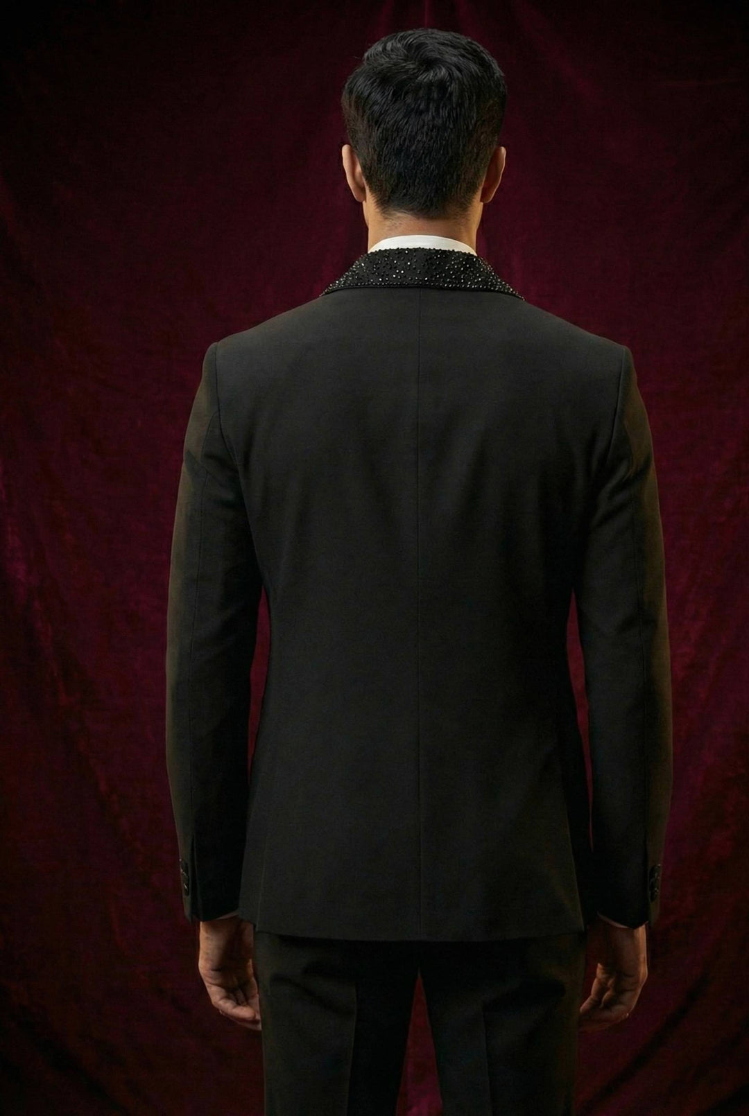 Abees Black sequin double-breasted tuxedo suit - side view