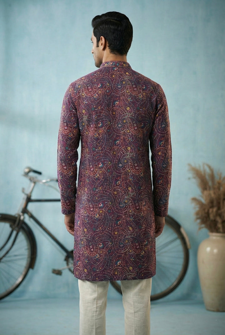 Abees Purple cotton printed kurta - side view