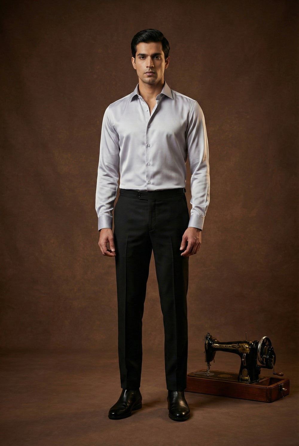 Abees Blue solid premium formal shirt - front view