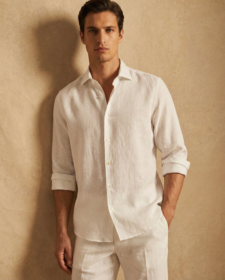 Classic White Linen Shirt for Men