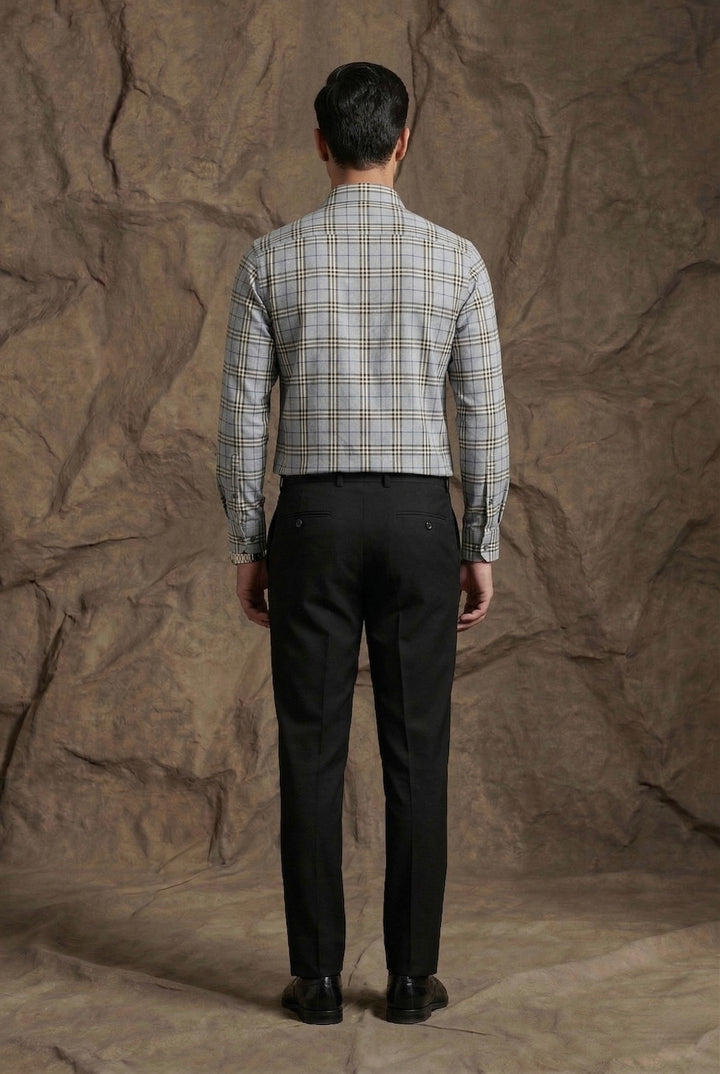 Grey Windowpane Check Premium Shirt
