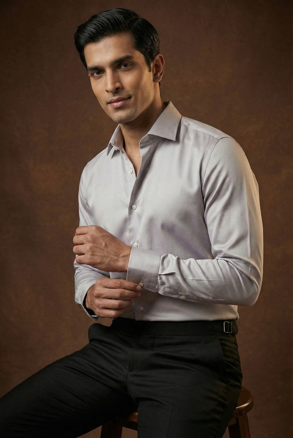 Abees Blue solid premium formal shirt - back view