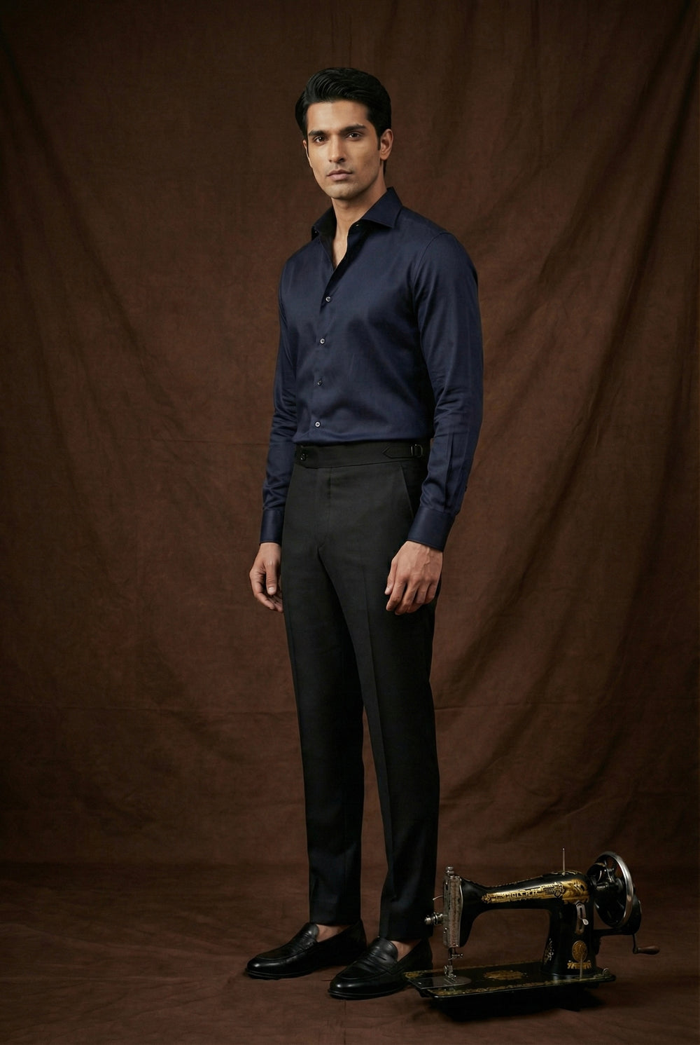 Abees Blue cotton blend solid formal shirt - front view