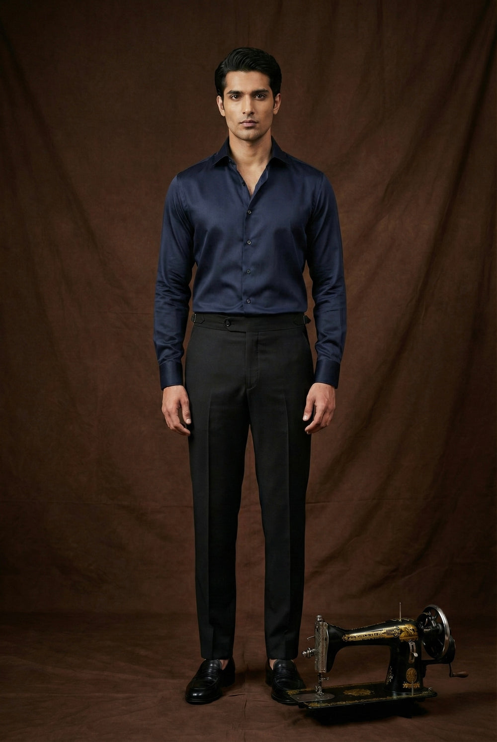 Abees Blue cotton blend solid formal shirt - side view