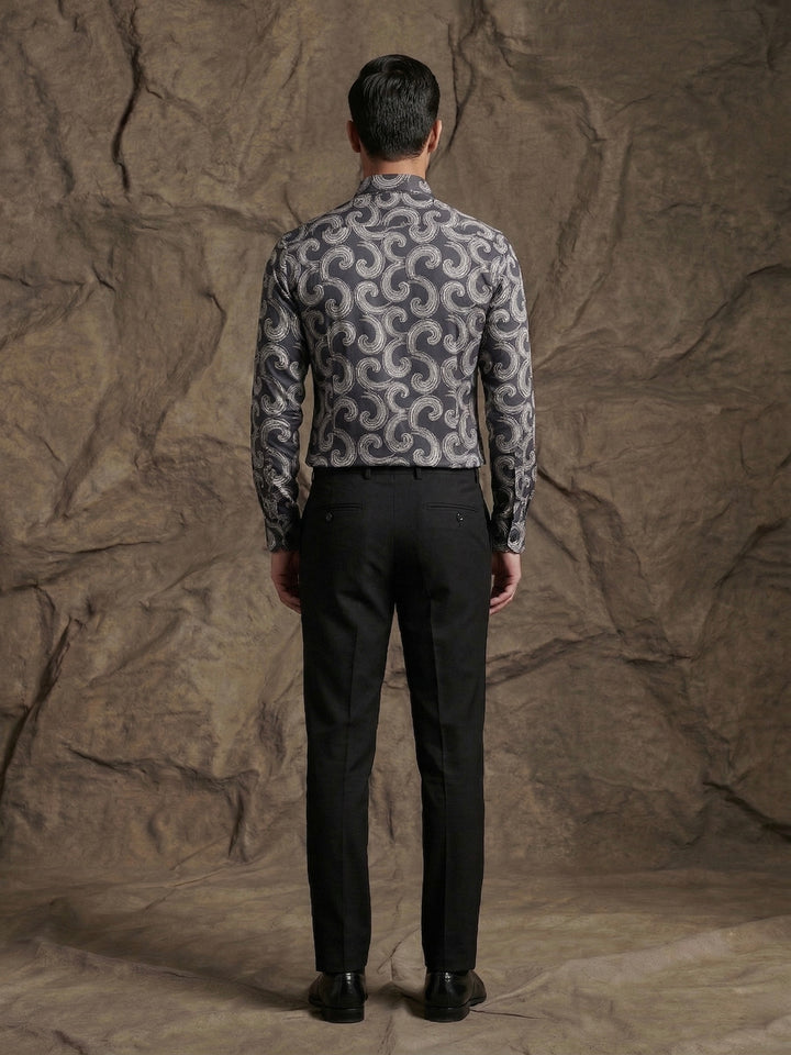 Blue Abstract Swirl Print Premium Shirt