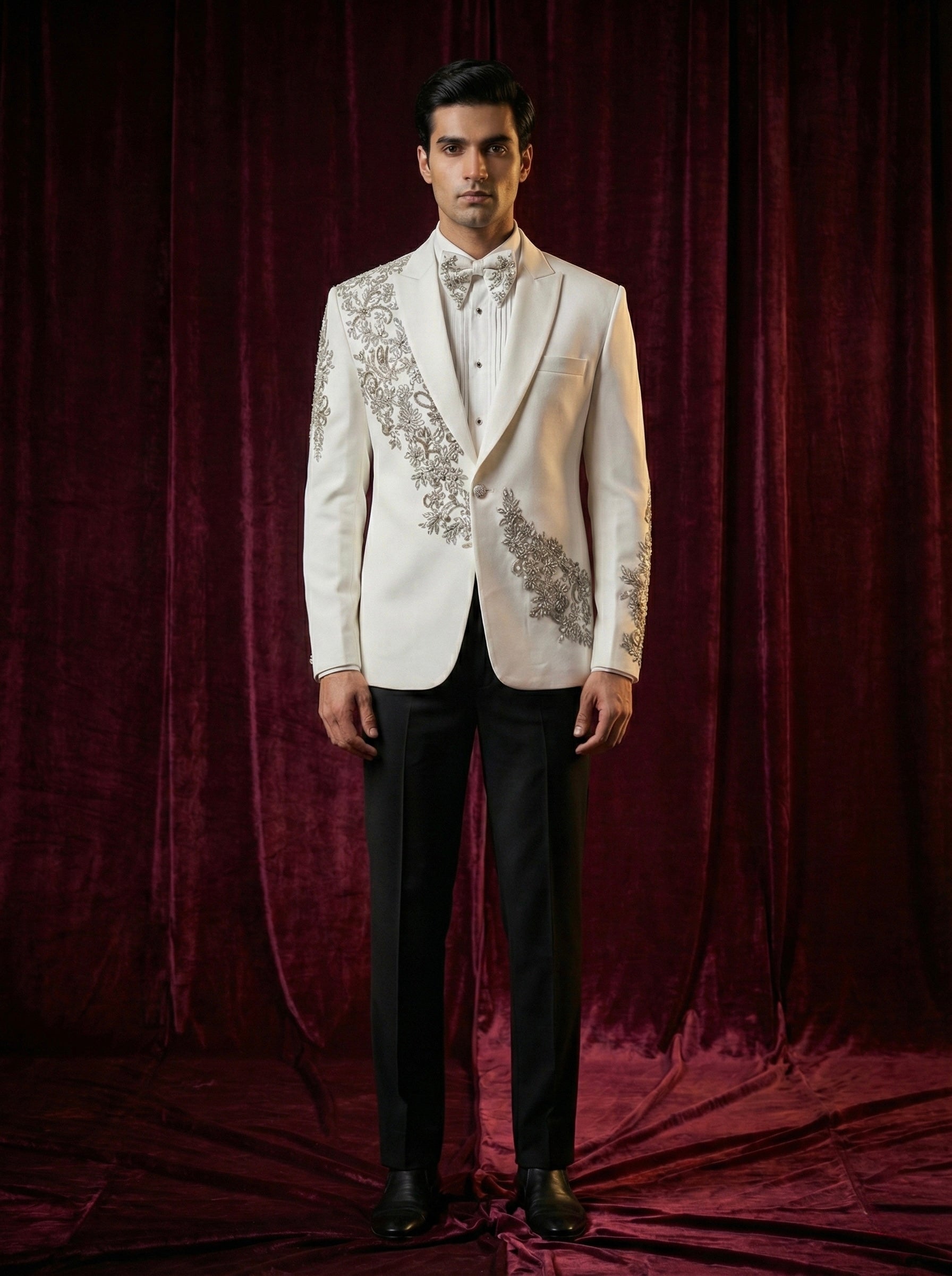 Ivory Embroidered Statement Blazer