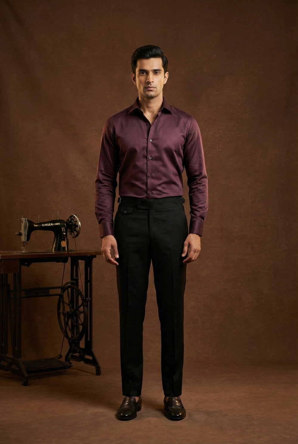 Abees Maroon solid formal shirt - detail view 1