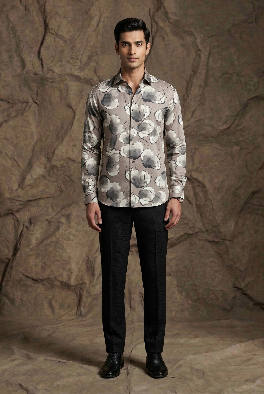 Taupe Floral Print Premium Shirt