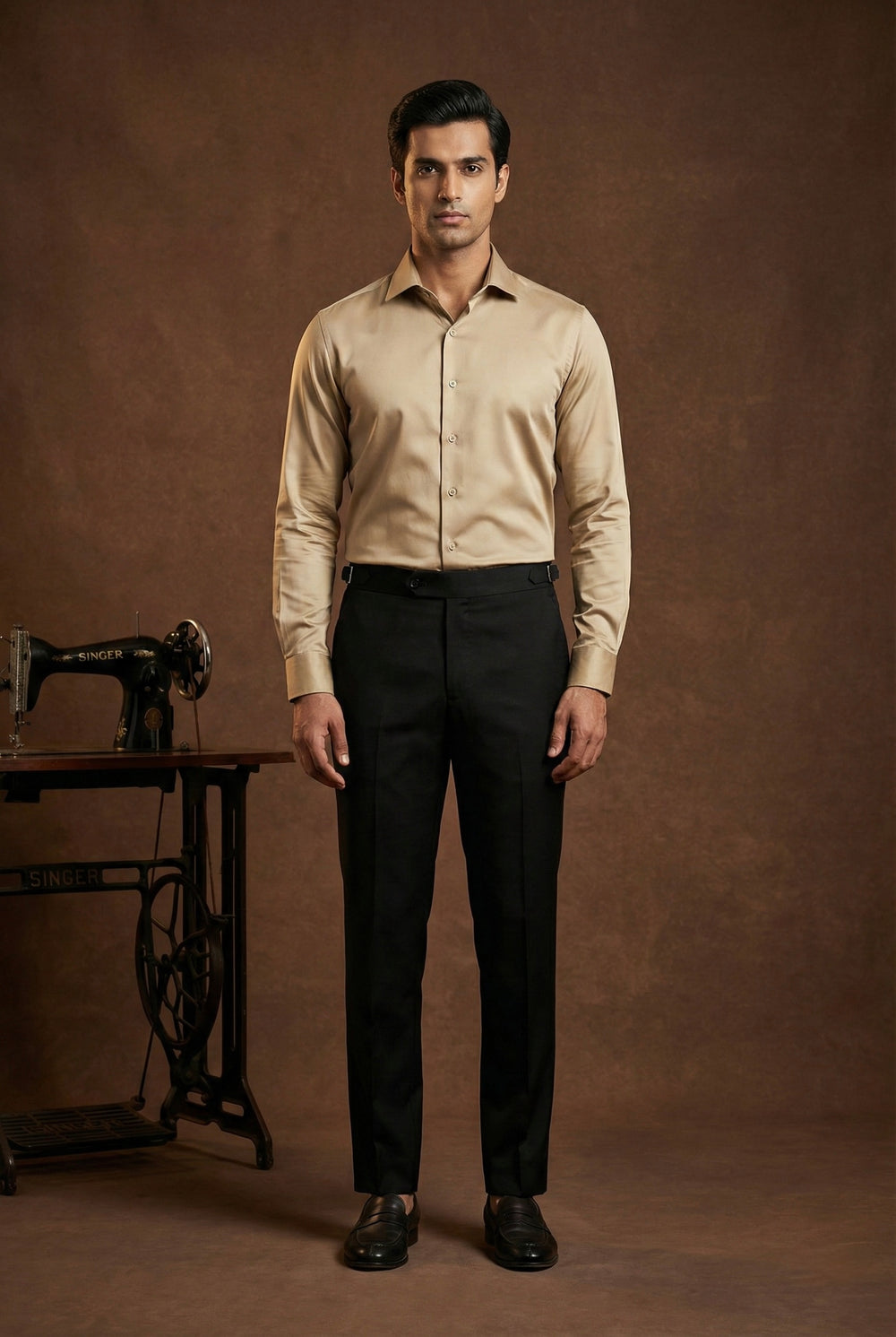 Abees Gold solid premium formal shirt - front view