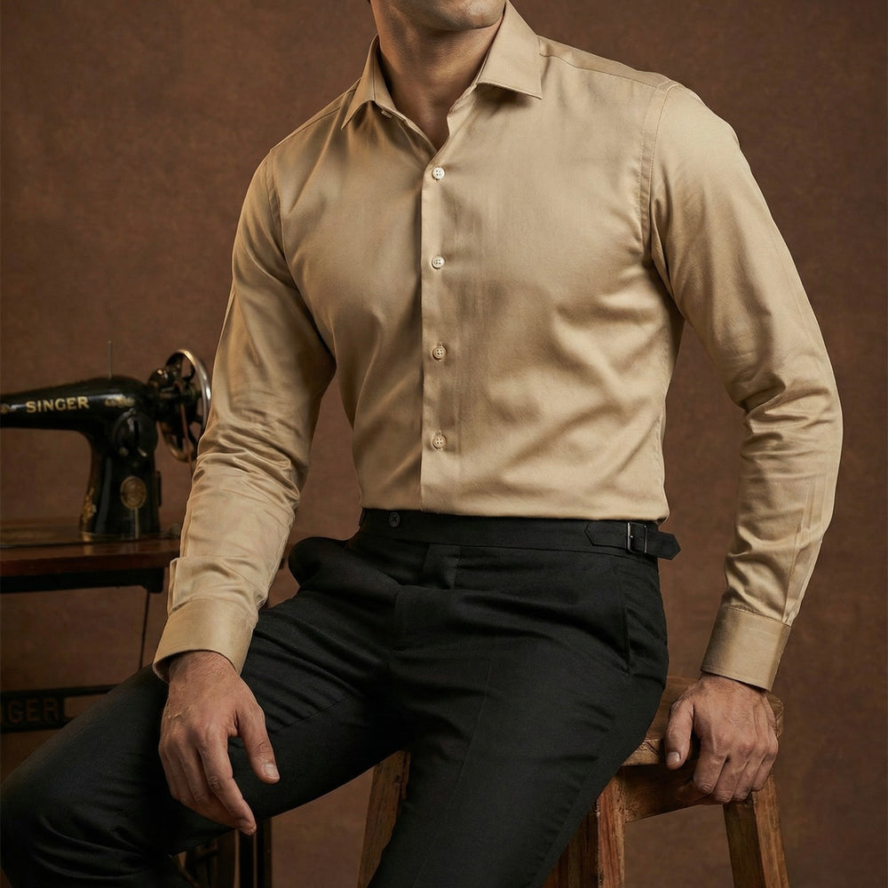 Abees Gold solid premium formal shirt - back view