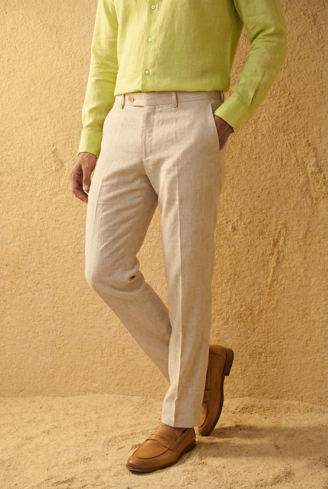 Citrus Lime Pure Linen Shirt for Men