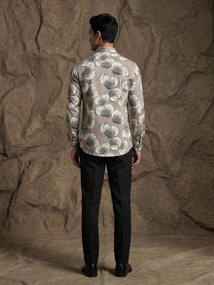 Taupe Floral Print Premium Shirt
