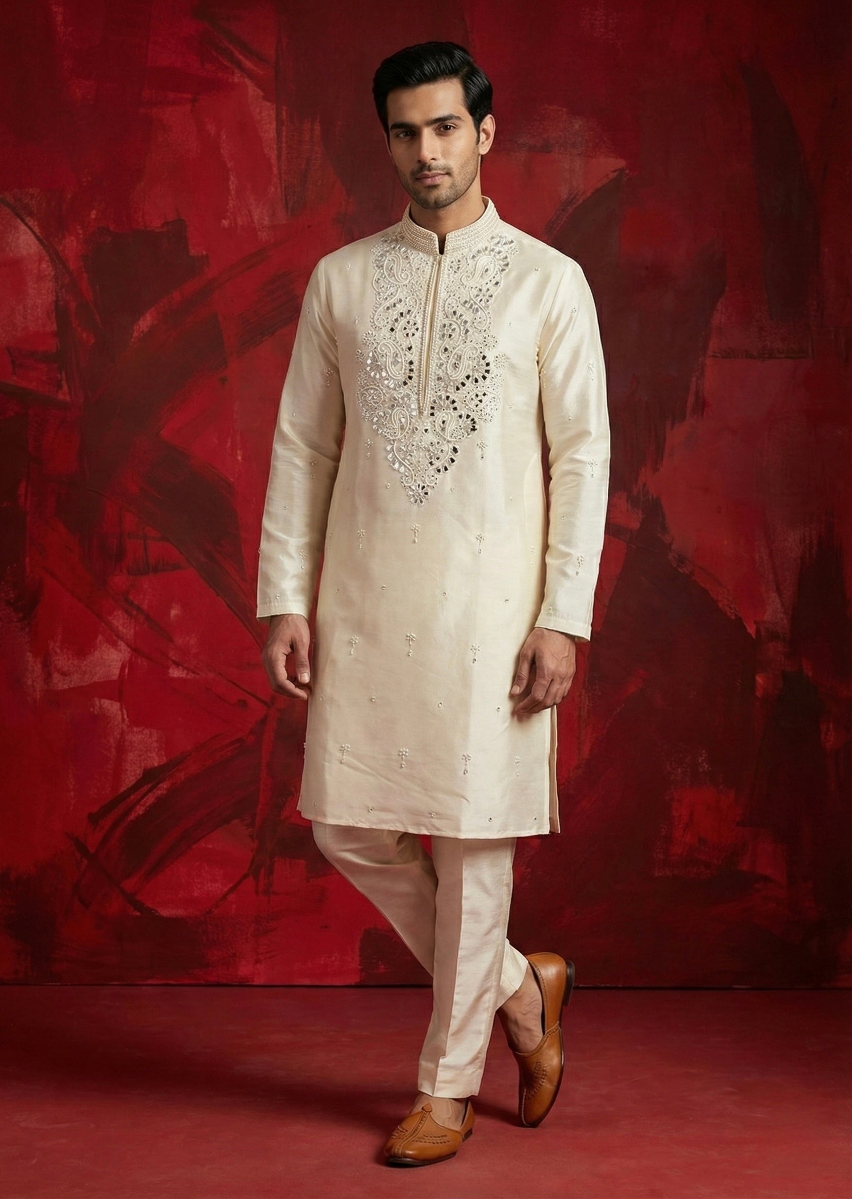 Ivory Noor Hand-Embroidered Kurta Set